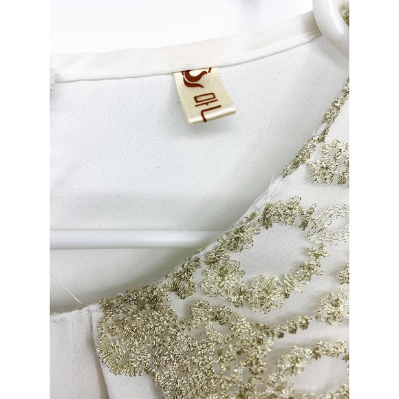 Womens White Long Sleeve Blouse with Embroidery Korean Style - Picture 4 of 6